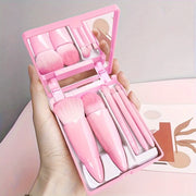PocketGlow™ 5Pcs Portable Makeup Brush Set With Mirror